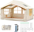 Inflatable Tent for Camping with Pump, 4-6 Person Extra-Space Blow up Tent, 420D Waterproof Oxford Glamping Air for Family, 4 Season Inflatable House