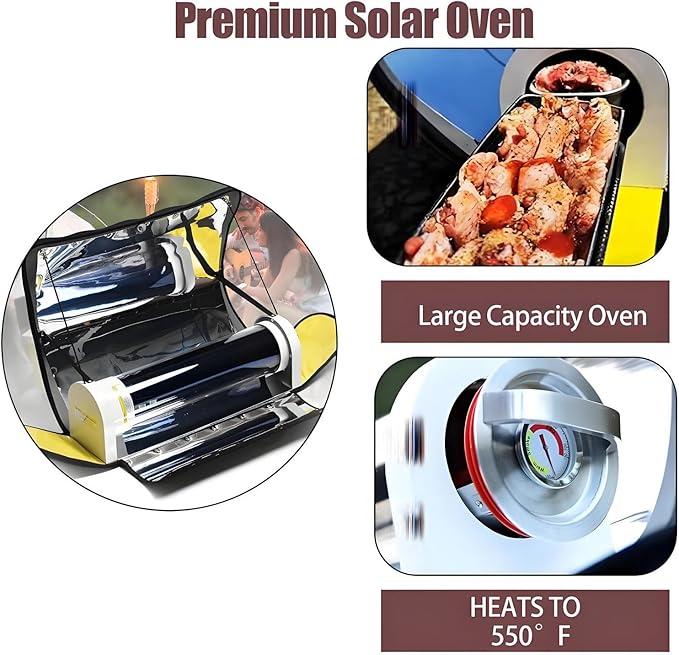 Solar Oven,Portable Olar Stove，Solar Powered Camping GrillPortable BBQ Grill, for 5-8 People Solar Grill for Backpacking,Camping Travel and Hiking
