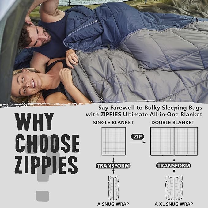 3M Thinsulate Insulation Puffy Camping Blanket for Cold Weather, Queen Size Warm Camping Quilt with Zipper, Waterproof Outdoor Sleeping Bag for Hammock, Cozy & Versatile Gift for Men and Women