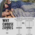 3M Thinsulate Insulation Puffy Camping Blanket for Cold Weather, Queen Size Warm Camping Quilt with Zipper, Waterproof Outdoor Sleeping Bag for Hammock, Cozy & Versatile Gift for Men and Women
