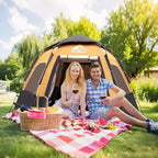Hewolf 2/3/4 Person Camping Tent - Instant Pop Up Waterproof 2 Doors Tent with Easy Setup | 3-Season Hexagonal Dome Design for Family, Hiking & Traveling