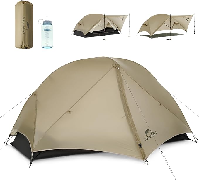 Naturehike Mongar UL Tent [2025 Upgrade] - 1-2 Person Ultralight 3 Season Camping Tent, Waterproof One Person Two Person Backpacking Tent for Hiking, Cycling, Easy Setup