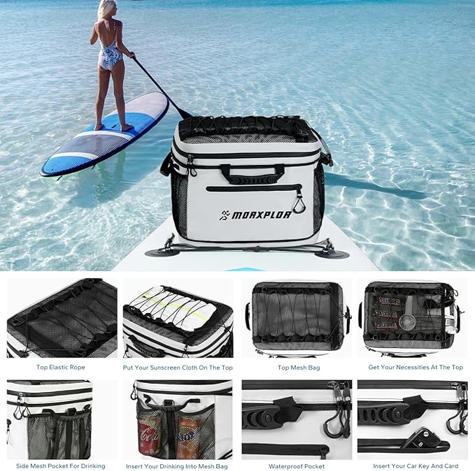 Waterproof PVC Material Paddleboard Cooler Deck Bag,40 cans Sup Deck Cooler Bag,Cooler Bag for Paddleboard,Lunch Box Cooler Insulated Bag,Camping Cooler Bag,Kayak Cooler Bag
