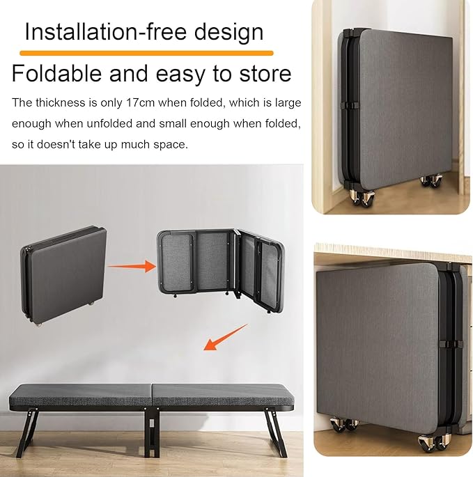 Camping Cots Double Load-Bearing Leg Design, Camping Cot 10 BeamsStable, Folding Bed Silent Anti-Skid Wheels, Folding Cot(185x38x70cm/73x15x28in)