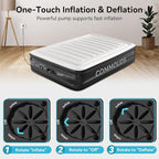 COMMOUDS Queen Air Mattress with Built-in Pump, 18" Raised Blow up Mattress, Comfort Inflatable Mattress with Waterproof Flocked Top, Portable Airbed for Guests, Camping, Home & Travel Use, 660lbs Max