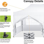 COBIZI 10x20 Pop Up Canopy Tent,10x20 Canopy with 6 Sidewalls,Waterproof Heavy Duty Commercial Canopy Tent for Parties Outdoor Garden Gazebo, Carry Bag with Wheel(10x20ft, White)