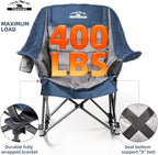 Oversized Rocking Camping Chair, Fully Padded Camp Chairs for Adults with Side Pocket and Cup Holder, Heavy-Duty 400lbs Capacity, Blue & Gray