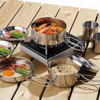 8Pcs Camping Cookware Set - Pot, Pan, Water Cup & Tableware, Portable Mess Kit for Hiking & Picnics