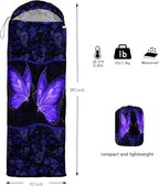 HOSIMA Butterfly Sleeping Bags for Adults and Kids for Camping,Black Gothic Ultralight Sleeping Bag for Cold Weather Summer.