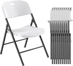 Nazhura 350 Weight Limit Heavy Duty Plastic Folding Chair with Reinfoced Steel Frame for Indoor and Outdoor, Wedding, Party, Restaurant, Meeting Room, Patio and Garden (White, 10 Pack)