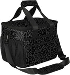 Soft Cooler Bag Black Leopard Print Insulated Lunch Box for Men & Women, Large Leakproof Lunch Bag Portable Beach Cooler for Work, Picnic, Road Trips,Fishing, Travel, Camping