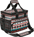 Leakproof Reusable Insulated Cooler Lunch Bag Ethnic Aztec Geometric Picnic Lunch Box for Women Men Cooler Tote Office Work Camping Beach 24 Can 15L