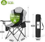 Camping Chairs for Adults, Heavy Duty Camping Chairs 2 Pack, Folding Chairs for Outside, Support 380 LBS, Portable Travel Outdoor Camp Chair with Cup Holder & Cooler Bag, Sports Chairs for Baseball