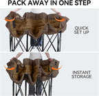 3 Person Camping Chairs Folding Double Camping Chair Portable Oversized Loveseat Padded Camp Chair Heavy Duty Camping Couch for Adults Outdoor Lawn with Two Cup Holders and Carry Bag