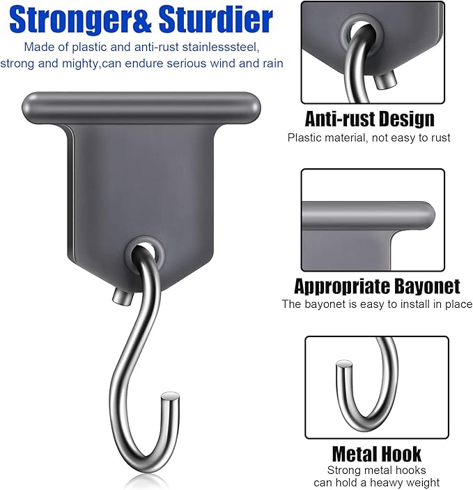 Rv Awning Hooks for Lights Camping Awning Accessory Hangers S Shaped Hooks Set Rv Party Light Hangers for Christmas Party Camping Tent Indoor and Outdoor Supplies (Grey and Silver,24 Pairs)