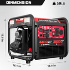 PowerSmart 4400W Dual Fuel Portable Generator, 223cc 4-Stroke OHV Gas/LPG Powered, 3600W Rated, 30A RV Ready & 120V Outlet, Recoil Start Backup Power for Home, RV and Jobsites, Model# MB5040DC