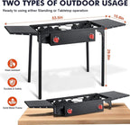 Llamaviva 2 Burner Gas Stove, Propane Outdoor Stove with Side Shelves, Removable Legs & Regulator, 150,000 BTU Propane Burners for Outdoor Cooking, Camping & BBQ Cookouts