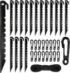 33Pcs Inflatable Stakes and Tether, Heavy Duty Plastic Tent Stakes with Hooks for Inflatables Spikes Replacement Halloween Christmas Holiday Inflatable Decoration Accessories for Garden Home Lawn
