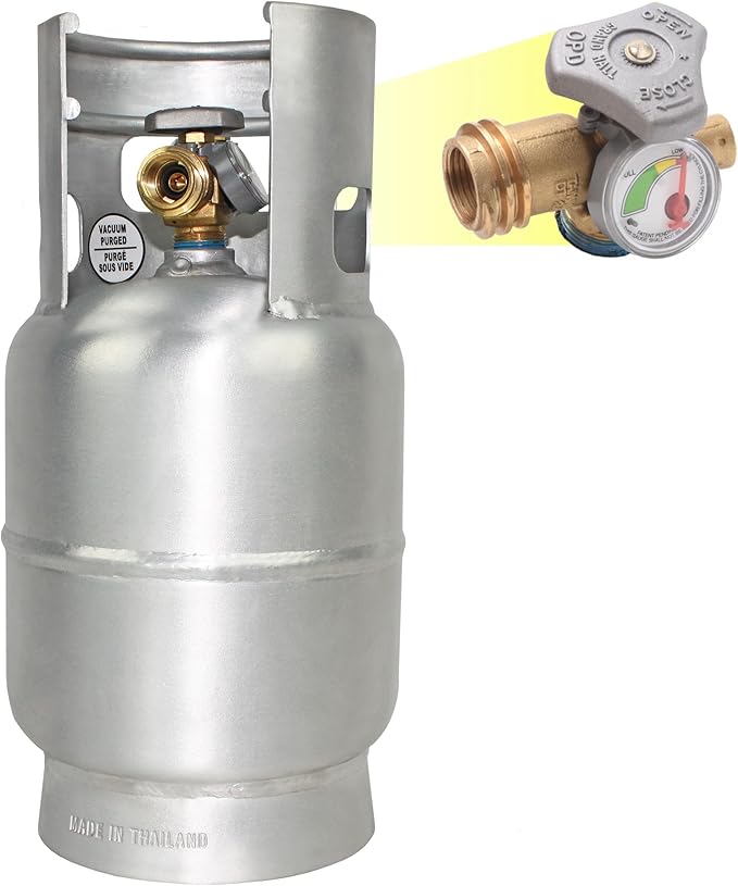 Flame King 5LB Aluminum Propane Tank with Gauge & OPD Valve, Corrosion-Resistant and Rust-Free, Lightweight, Great for Marine Applications, Grills and BBQs, Camping, Fishing, & Outdoor Activities