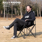 Large Camping Chair with Side Table Heavy Duty 500LBS - Folding Outdoor Chair with Cooler Bag (Black & Gray, 2 PCS)
