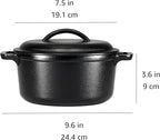 Amazon Basics Pre-Seasoned Cast Iron Mini Dutch Oven Pot with Lid and Dual Handles, Oven Safe, 2-Quart, Round, Black