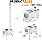 CHANGE MOORE Hot Tent Stove, Secondary Burn Design - Improve Combustion Efficiency, Portable Wood Burning Tent Stove w/Chimney Pipe & Anti-scalding Cloth, for Outdoor Camping, Hunting, Ice Fishing