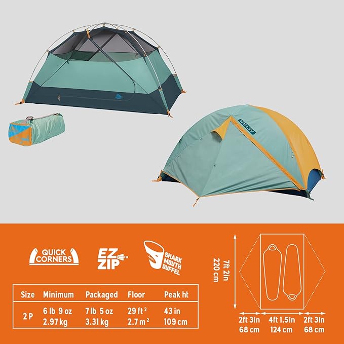 Kelty Wireless Freestanding Camping Tent, 2 4 or 6 Person Size, Huge Interior and Peak Height, Intuitive + Easy to Pitch, Color Coded Setup