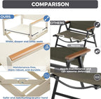 Grand patio Extra-Wide 6-Pack Directors Chairs, Folding Dining Chair Set of 6 with Sling and Woodgrain Armrests, Outdoor, Apricot