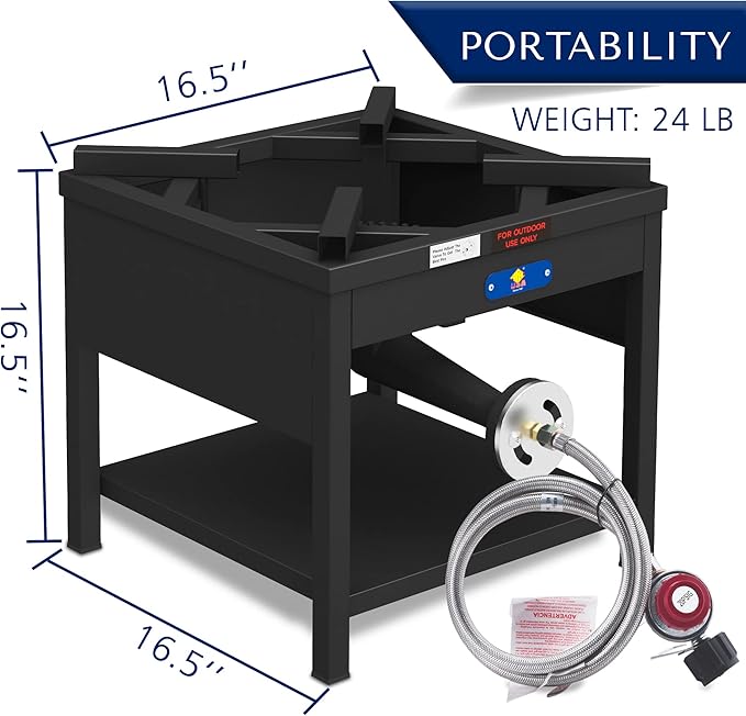 ARC Single Burner Propane Stove, 200,000BTU High-Pressure Outdoor Propane Stove Cooker Propane Burner, 16.5" Heavy Duty Burners for Outdoor Cooking Turkey Fry,Crawfish Boil,Homebrewing