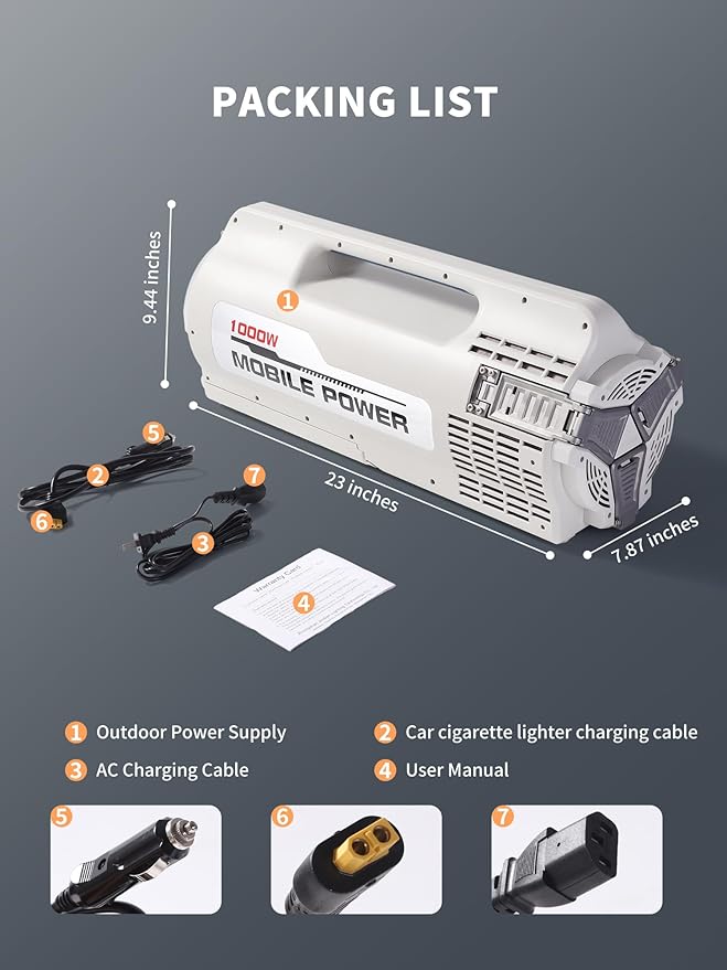 Portable Power Station with Adjustable Camping Light, 1000Wh LiFePO4 Battery Power Station, Solar Generator for Home Backup, Power Outages, and Outdoor Camping (US Stock)