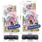 Custom Toddler Nap Mat for Preschool, Personalized Name Kids Sleeping Bag with Animal House Design for Daycare, Roll Up Sleeping Mat with Removable Pillow and Soft Dot Minky Blanke for Girls Camping