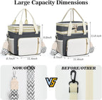 LOKASS Lunch Bag& Lunch Box for Men Women Double Deck,Large Insulated Adult Lunch Box Leakproof Lunchbox Cooler Bag for Work Picnic Beach,（Gray&White）