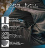 Litume All Season Fleece Sleeping Bag Liner Adds Up to 27°F/ 15°C, Lightweight Mummy Sleeping Sack for Cold Weather and Winter Backpacking, Camping, Traveling with Drawstring Hood and Stuff Sack E629