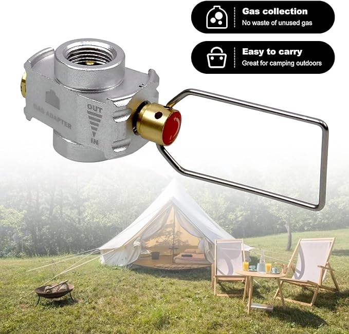 RULLINE Backpacking Fuel Transfer Device Gas Canister Refill Adapter, Portable Outdoor Gas Saver, Camping Canister Vent Valve