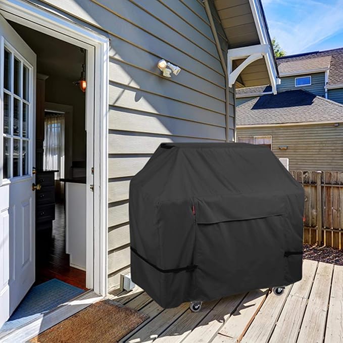Porch Shield 72W x 24D x 48H inch Premium Gas Grill Cover Up to 68 inch, Waterproof and Fade Resistant 600D BBQ Covers for Weber, Brinkmann, Char-Broil and More, Black