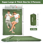 CAMULAND Double Camping Sleeping Pad, 4.7" Ultra-Thick Self Inflating 2 Person Inflatable Mat with Built-in Pillow Foot Pump, Waterproof for Backpacking, Hiking, Tent, RV Travel,Olive Green