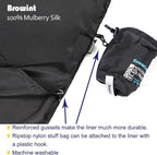Browint Silk Sleeping Bag Liner, Silk Sleep Sack, Extra Wide 87"x43", Lightweight Travel Sheet for Hotels, More Colors for Option, Reinforced Gussets