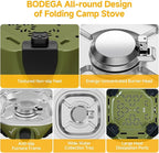 BODEGA 2 Burner Camping Stove, 20000 BTU Folding Propane Camp Stove with Adjustable Burners,Portable Dual Gas Stoves with Carry Handle&Bag Frying Pan for Camping,BBQ,RV,Home,Camping Essentials Gear