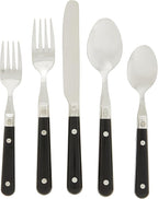 Ginkgo International Le Prix Stainless Steel Dishwasher-safe 30piece flatware set, Service for 6, Black,22707