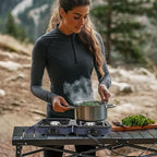 Dollate 2-Burner Propane Stove with Griddle and Carrying Bag, Portable Foldable Camping Stove with 2 Adjustable Burners 16000 BTUs,for Camping Tailgating Essentials Gear (Blue)