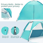 COVACURE 2026 New Upgraded Beach Tent Sun Shelter - UPF 50+ UV Protection Beach Shade for 3-4 Person, Waterproof & Lightweight, Easy Setup Portable Sun Canopy for Camping, Fishing, Beach (Green)