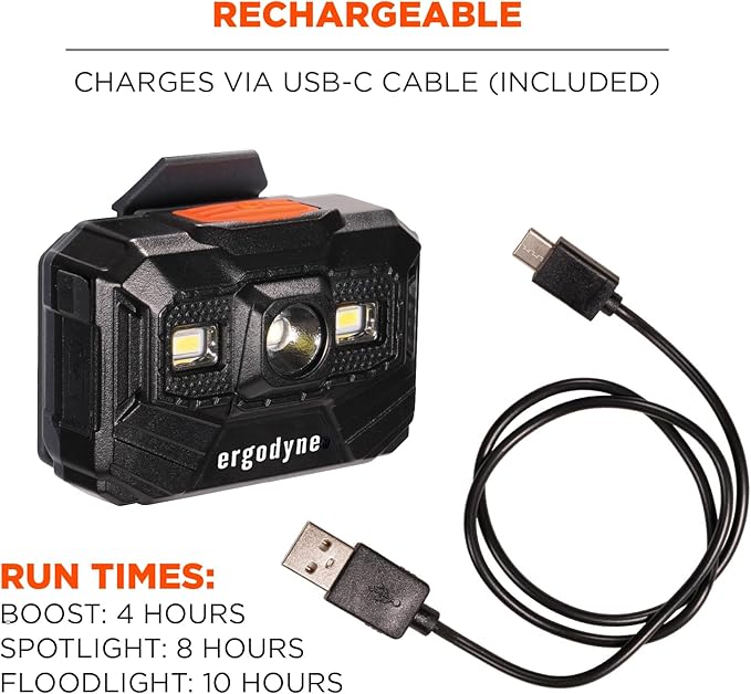 Ergodyne - 60197 Skullerz 8987 Rechargeable Universal Hard Hat LED Light, orange