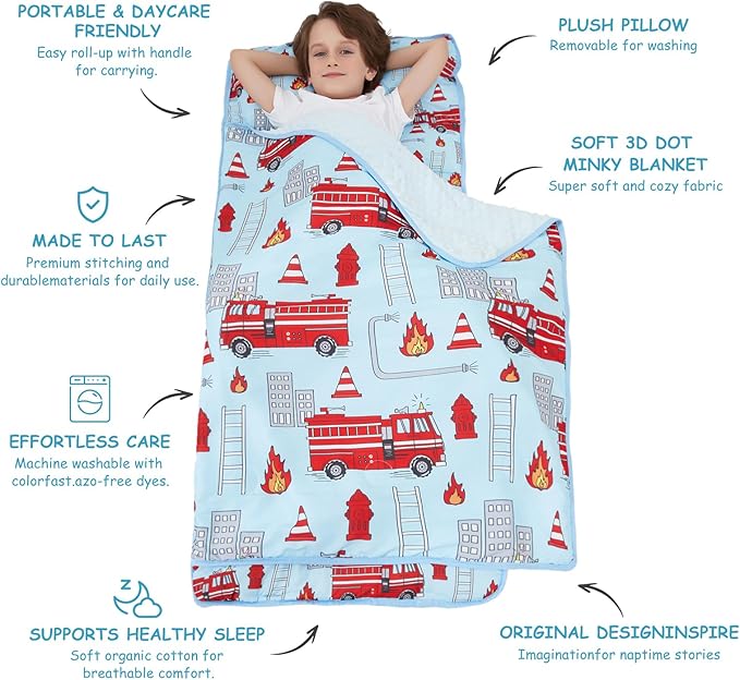Toddler Nap Mat, Kids Sleeping Bag with Pillow & Minky Blanket, Girls Extra Large Rolled Nap Mats for Preschool Daycare Camping Kindergarten
