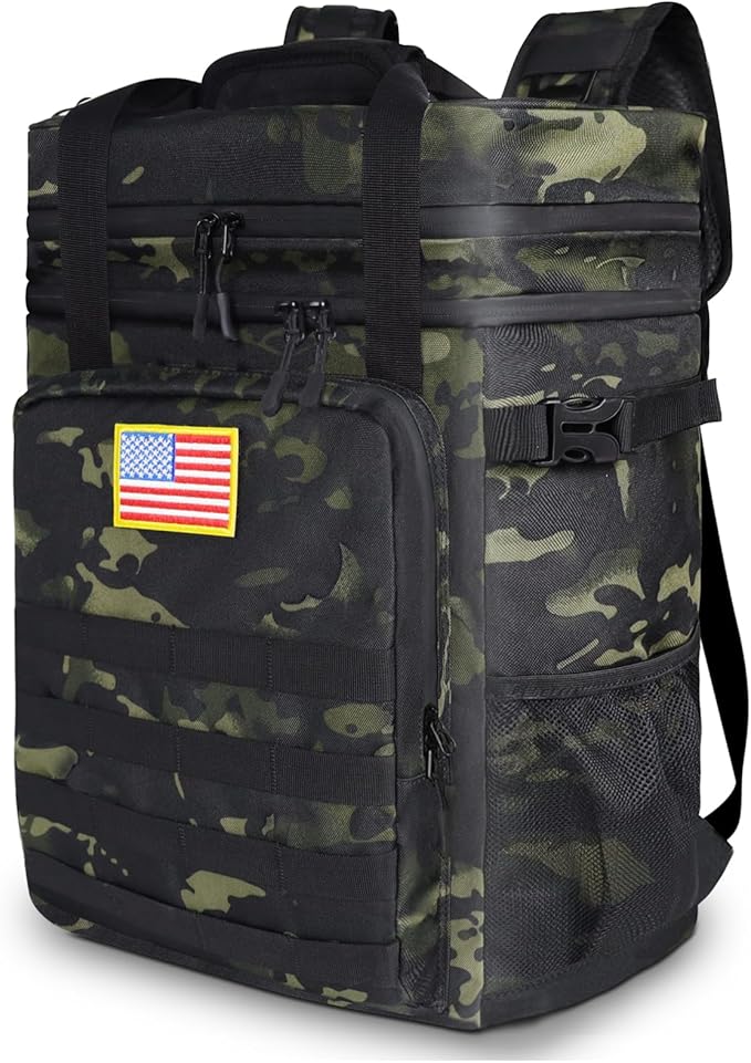 Tactical Backpack Cooler, AYAMAYA Leakproof 40 Cans Soft Cooler Backpack with Handle, Waterproof Insulated Tactical Lunch Box Bag for Work, Beach, Travel, Camping, Picnic, Hiking