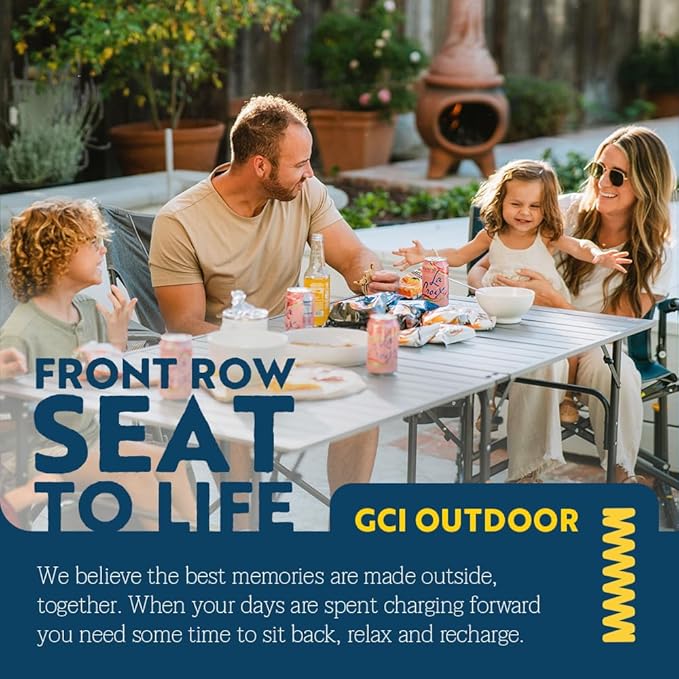 GCI OUTDOOR Slim-Fold Table | Portable Outdoor 4 Person Dining Table, Heat Resistant Aluminum Tabletop, Perfect for Barbecues, Camping, Picnics & Tailgating