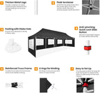 COBIZI 10x30 Pop up Canopy with Roller Bag & 8 Removable Sidewalls, Canopy Tent for Parties, Wedding, and Commercials, Waterproof and Instant Shelter UV50+ Outdoor Gazebo with 4 Sandbags(Black)
