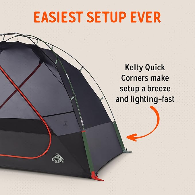 Kelty Wireless Freestanding Camping Tent, 2 4 or 6 Person Size, Huge Interior and Peak Height, Intuitive + Easy to Pitch, Color Coded Setup