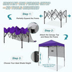 EAGLE PEAK 6x4 Instant Pop Up Canopy Tent with 1 Half Wall Panel, Straight Leg Sun Shelter, Portable Canopy with Carry Bag for Camping, Beach & Sports, Purple