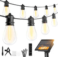 Minetom 58FT Solar String Lights Outdoor Waterproof, 17 LED S14 Shatterproof Bulb, Patio Lights with Remote Type-C Port Timable, 3 Light Modes Dimmable Solar String Lights for Outside, Yard, Camping