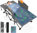 Suteck Kids Camping Cot, Comfortable Toddler Cot Bed Easy to Store and Use, Portable Sleeping Cot with Guardrail, Lightweight Bed for Outdoor Indoor Home